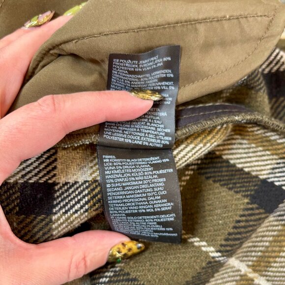 H&M Oversized Long Shacket - Plaid Olive Brown Khaki Black White - Size: XS - Picture 5 of 5